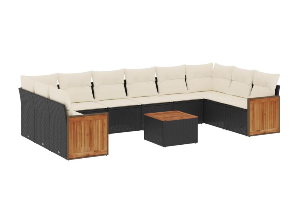 Ensemble de mobilier de jardin en résine tressée noire - dlz1766456629223