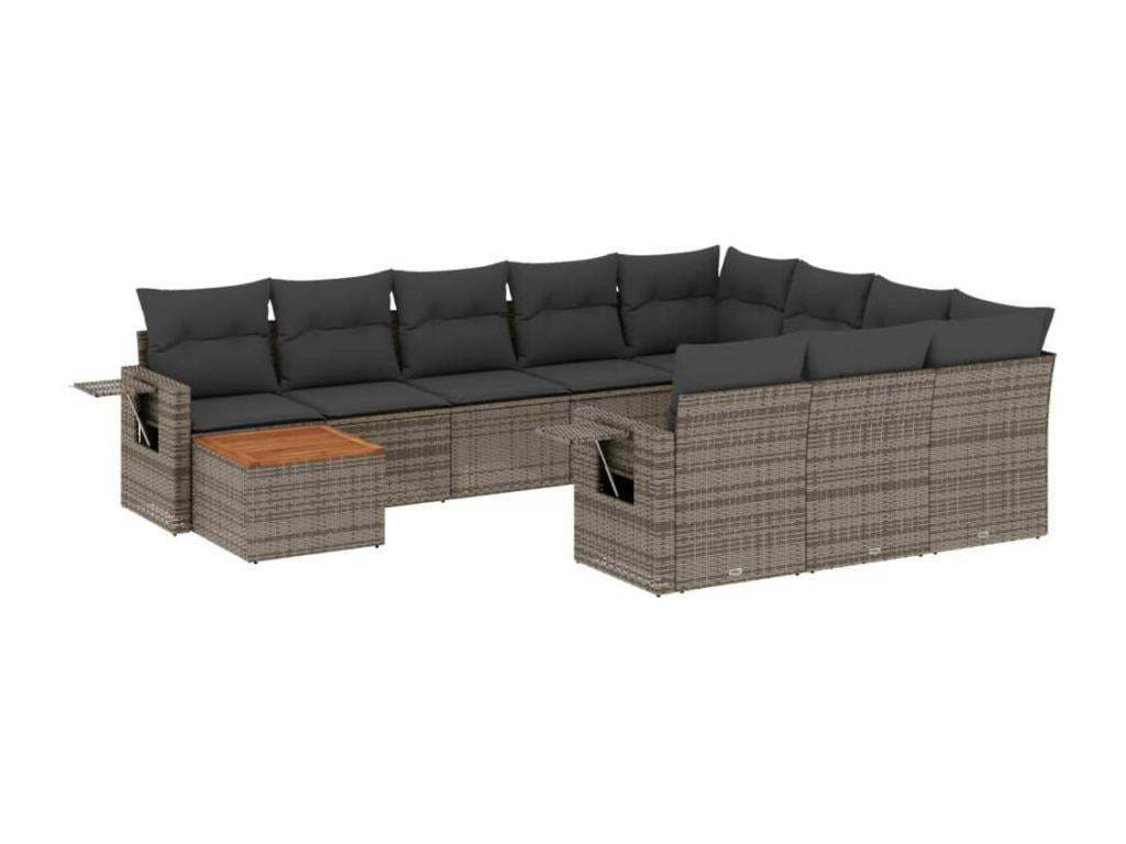 Ensemble de mobilier de jardin en résine tressée grise - dlz1766456355735