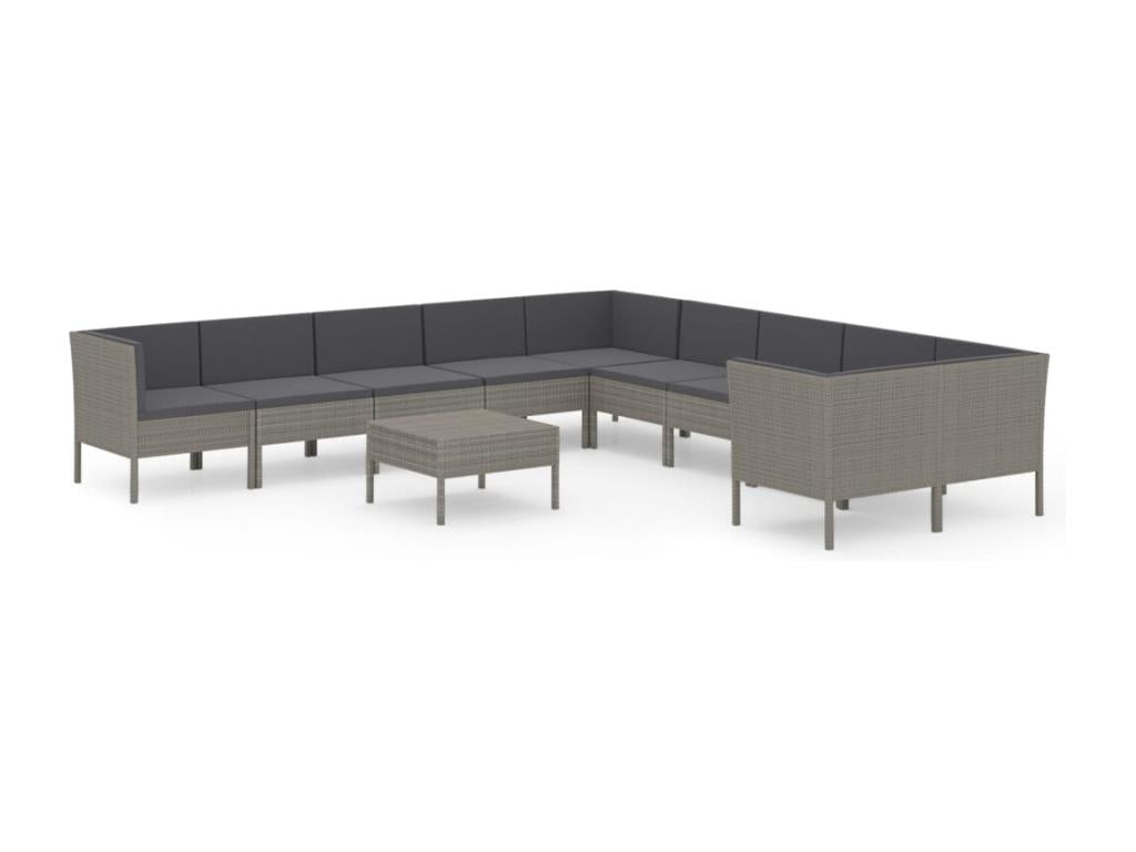 Ensemble de mobilier de jardin en résine tressée grise - dlz1766456308697