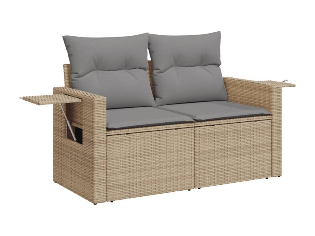 Ensemble de mobilier de jardin en résine tressée beige - dlz1766456504390