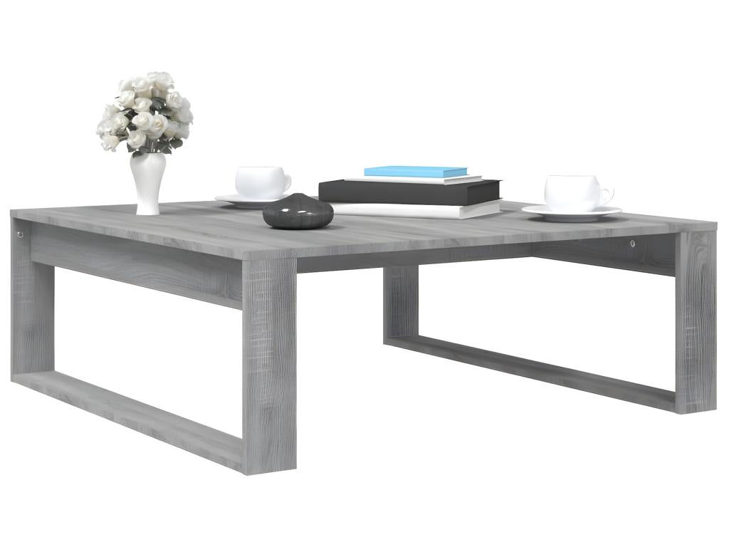 Table basse en bois d'ingénierie gris, 100 x 100 x 35 cm