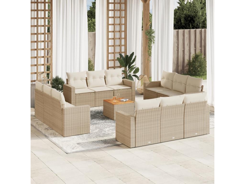 Ensemble de mobilier de jardin en résine tressée beige - dlz1766456469793