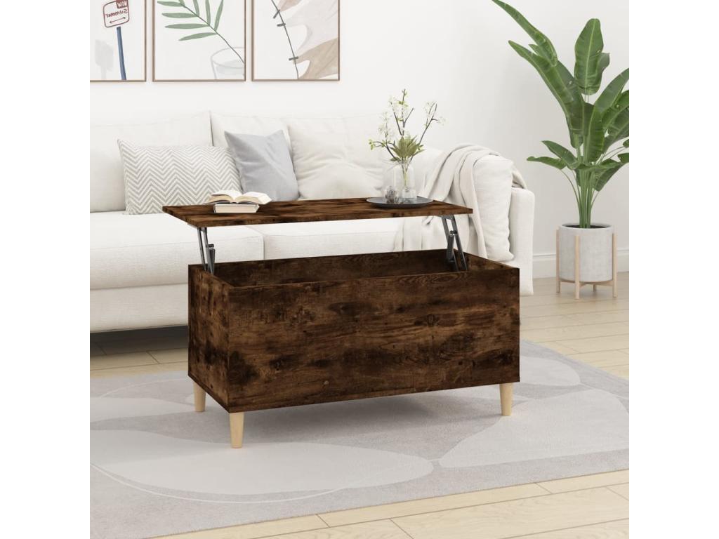 Table basse en bois composite marron, 90 x 44,5 x 45 cm