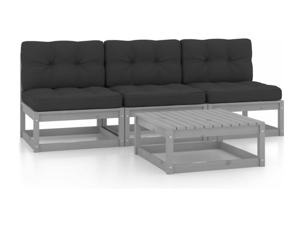 Ensemble de mobilier de jardin en pin gris - dlz1766457091642