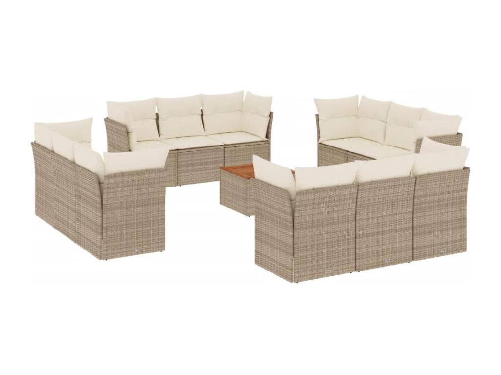 Ensemble de mobilier de jardin en résine tressée beige - dlz1766456469793