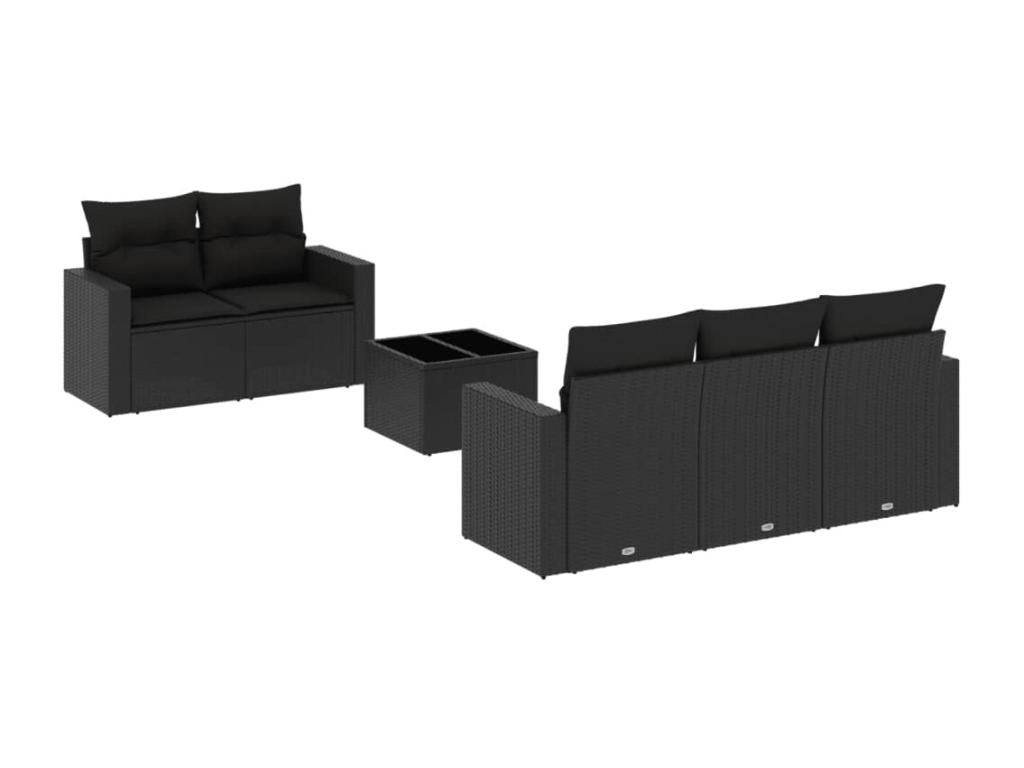 Ensemble de mobilier de jardin en résine tressée noire - dlz1766456436626