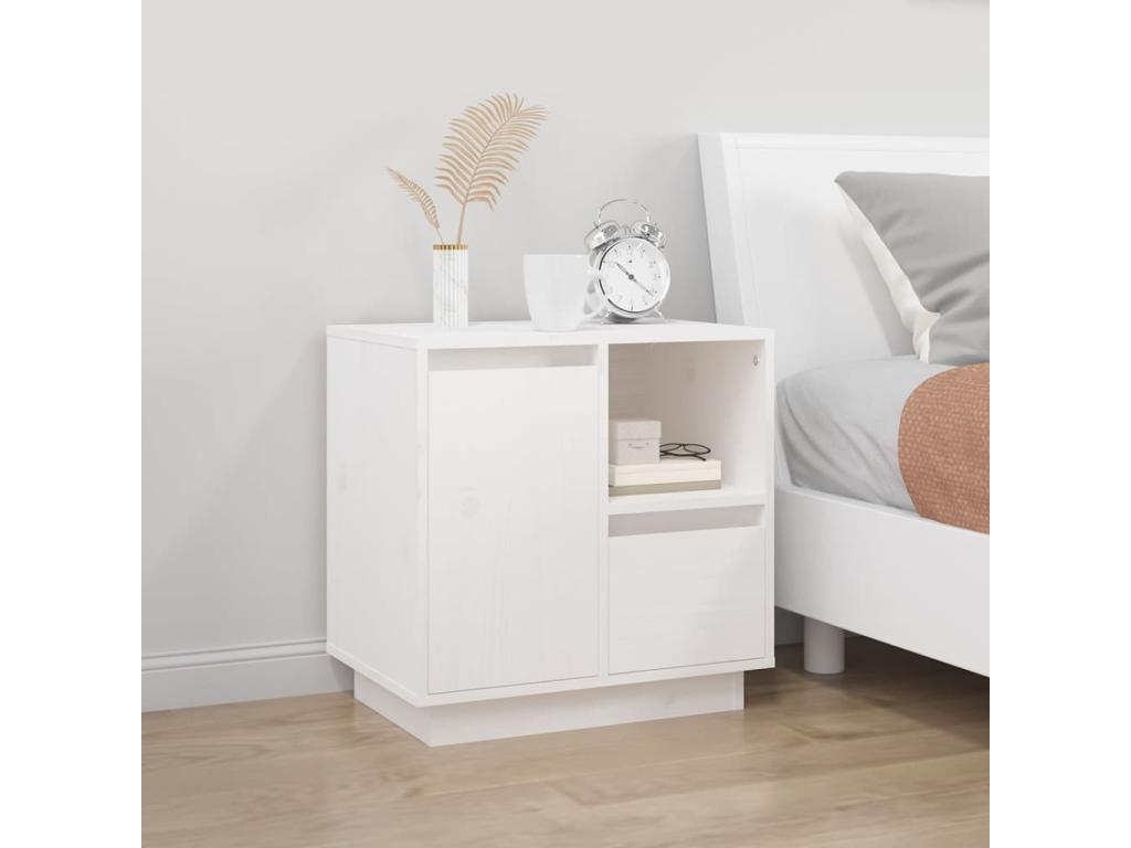 Table en pin blanc, 50 x 34 x 50 cm