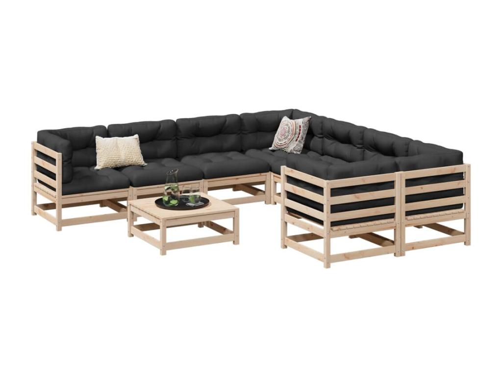 Ensemble de mobilier de jardin en pin brun - dlz1766456454279