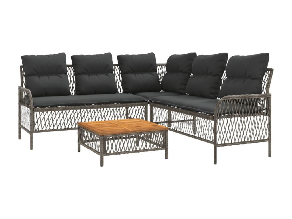 Ensemble de mobilier d'extérieur en résine tressée grise