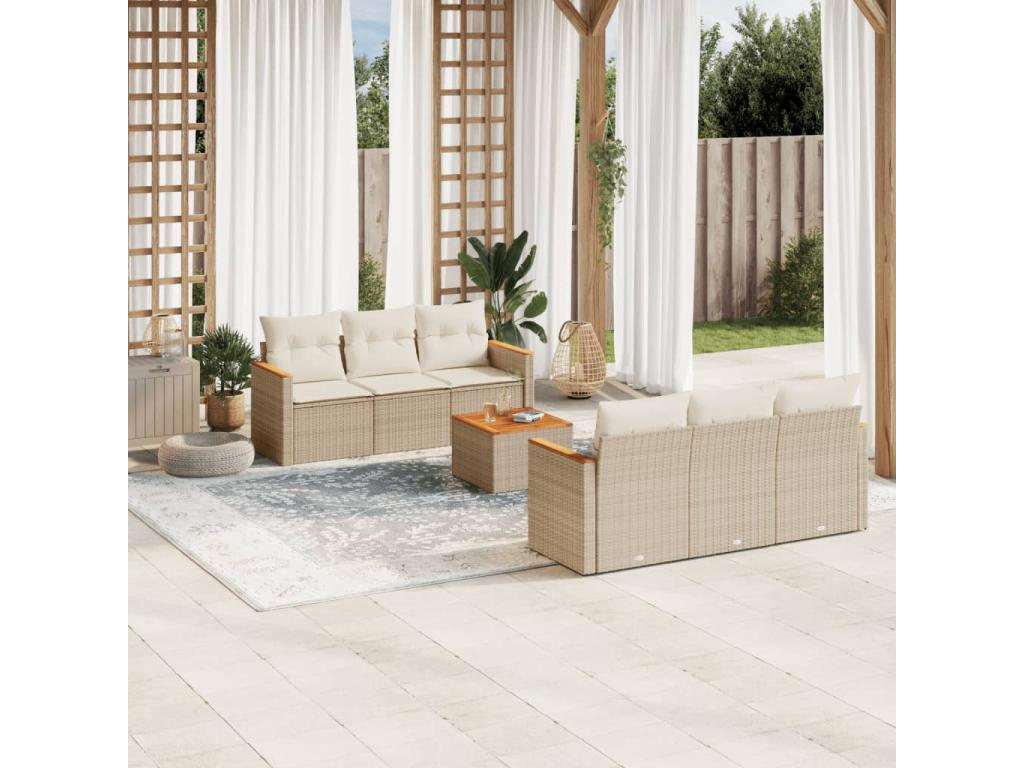 Ensemble de mobilier de jardin en résine tressée beige - dlz1766456787985