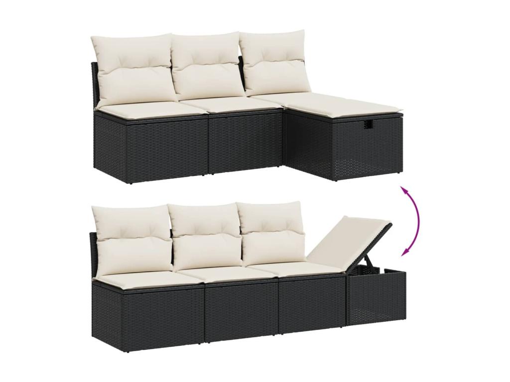 Ensemble de mobilier de jardin en résine tressée noire - dlz1766456813349