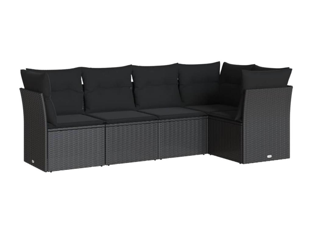 Ensemble de mobilier de jardin en résine tressée noire - dlz1766456564984